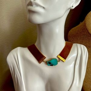 Velveteen and Turquoise Choker Necklace